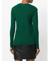 T-shirt à manche longue à rayures horizontales vert Isabel Marant Etoile