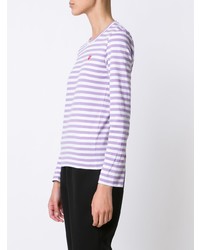 T-shirt à manche longue à rayures horizontales violet clair Comme Des Garcons Play