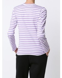 T-shirt à manche longue à rayures horizontales violet clair Comme Des Garcons Play