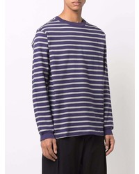 T-shirt à manche longue à rayures horizontales violet Clot