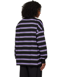 T-shirt à manche longue à rayures horizontales violet Juun.J