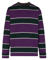 T-shirt à manche longue à rayures horizontales violet Sacai