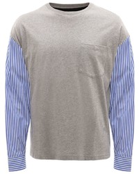 T-shirt à manche longue à rayures verticales gris JW Anderson