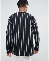 T-shirt à manche longue à rayures verticales noir Asos