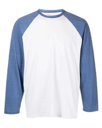 T-shirt à manche longue blanc et bleu marine John Elliott
