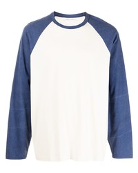 T-shirt à manche longue blanc et bleu marine John Elliott