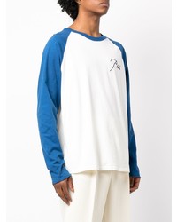 T-shirt à manche longue blanc et bleu marine Rhude
