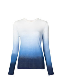 T-shirt à manche longue blanc et bleu