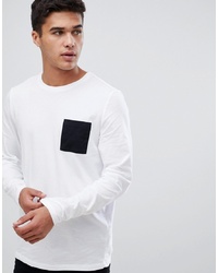 T-shirt à manche longue blanc et noir ASOS DESIGN