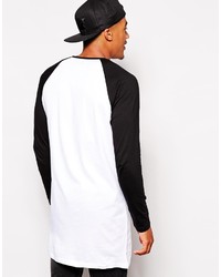 T-shirt à manche longue blanc et noir Asos