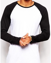 T-shirt à manche longue blanc et noir Asos