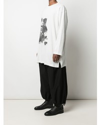 T-shirt à manche longue blanc et noir Yohji Yamamoto