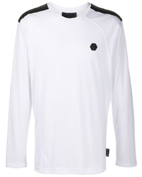 T-shirt à manche longue blanc et noir Philipp Plein