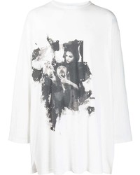 T-shirt à manche longue blanc et noir Yohji Yamamoto