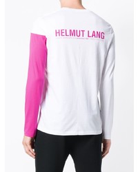 T-shirt à manche longue blanc et rose Helmut Lang
