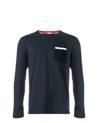 T-shirt à manche longue blanc et rouge et bleu marine