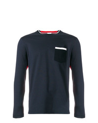 T-shirt à manche longue blanc et rouge et bleu marine Thom Browne