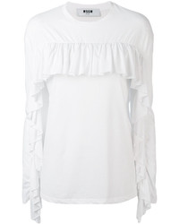 T-shirt à manche longue blanc MSGM