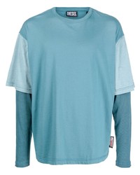 T-shirt à manche longue bleu clair Diesel