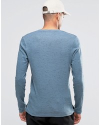 T-shirt à manche longue bleu clair Selected