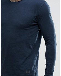 T-shirt à manche longue bleu marine Minimum