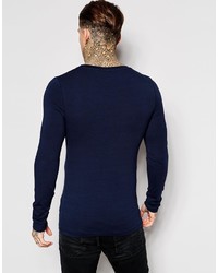 T-shirt à manche longue bleu marine Asos