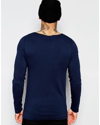 T-shirt à manche longue bleu marine Asos