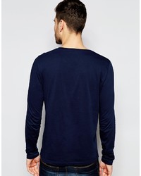 T-shirt à manche longue bleu marine Asos