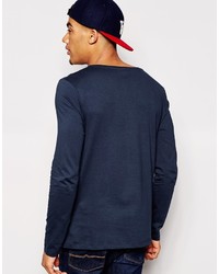 T-shirt à manche longue bleu marine Asos