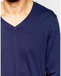 T-shirt à manche longue bleu marine Asos