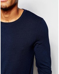 T-shirt à manche longue bleu marine Asos