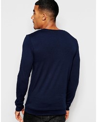 T-shirt à manche longue bleu marine Asos