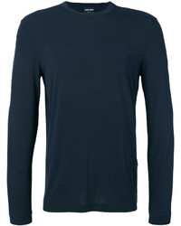 T-shirt à manche longue bleu marine Giorgio Armani
