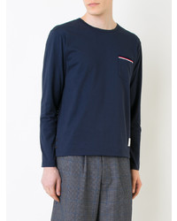 T-shirt à manche longue bleu marine Thom Browne