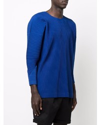 T-shirt à manche longue bleu marine Homme Plissé Issey Miyake