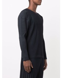 T-shirt à manche longue bleu marine Homme Plissé Issey Miyake