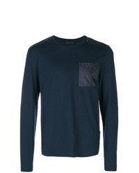 T-shirt à manche longue bleu marine Prada