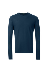 T-shirt à manche longue bleu marine Zanone
