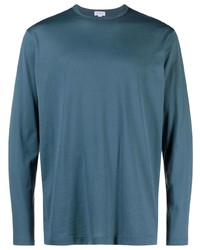 T-shirt à manche longue bleu Sunspel