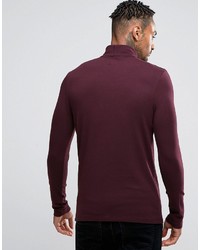 T-shirt à manche longue bordeaux Asos