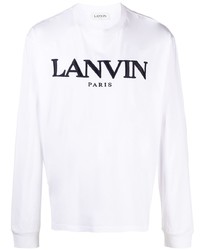 T-shirt à manche longue brodé blanc et noir Lanvin