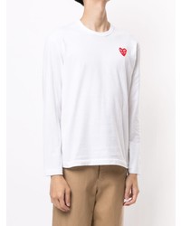 T-shirt à manche longue brodé blanc Comme Des Garcons Play