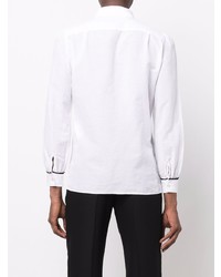 T-shirt à manche longue brodé blanc Saint Laurent