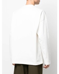 T-shirt à manche longue brodé blanc Jil Sander