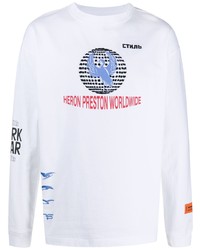 T-shirt à manche longue brodé blanc Heron Preston