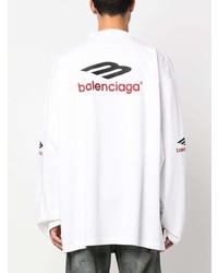 T-shirt à manche longue brodé blanc Balenciaga