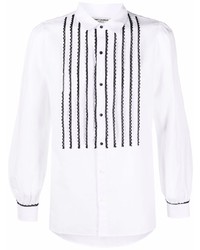 T-shirt à manche longue brodé blanc Saint Laurent