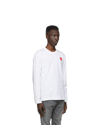 T-shirt à manche longue brodé blanc Comme Des Garcons Play