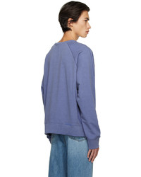 T-shirt à manche longue brodé bleu clair Recto