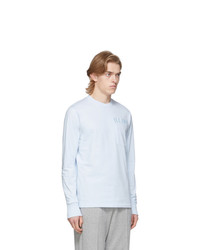 T-shirt à manche longue brodé bleu clair Helmut Lang